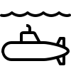 A black and white submersible icon